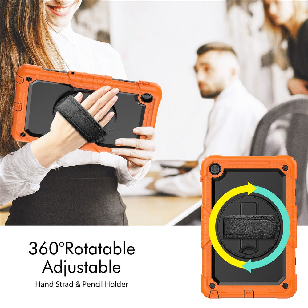 For Lenovo Tab M10 Plus (3rd Gen) / Xiaoxin Pad 2022 10.6 inch 125FU / 128FU Silicone+PC Protective Case with Shoulder Strap Anti-Scratch Cover Shockproof Portable Tablet Kickstand Case - Orange
