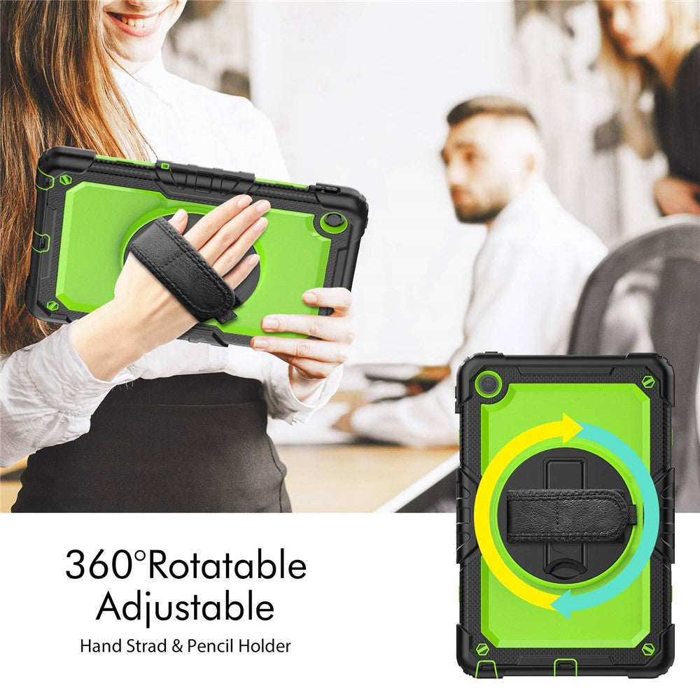 For Lenovo Tab M10 Plus (3rd Gen) / Xiaoxin Pad 2022 10.6 inch 125FU / 128FU Silicone+PC Protective Case with Shoulder Strap Anti-Scratch Cover Shockproof Portable Tablet Kickstand Case - Yellowgreen PC / Black