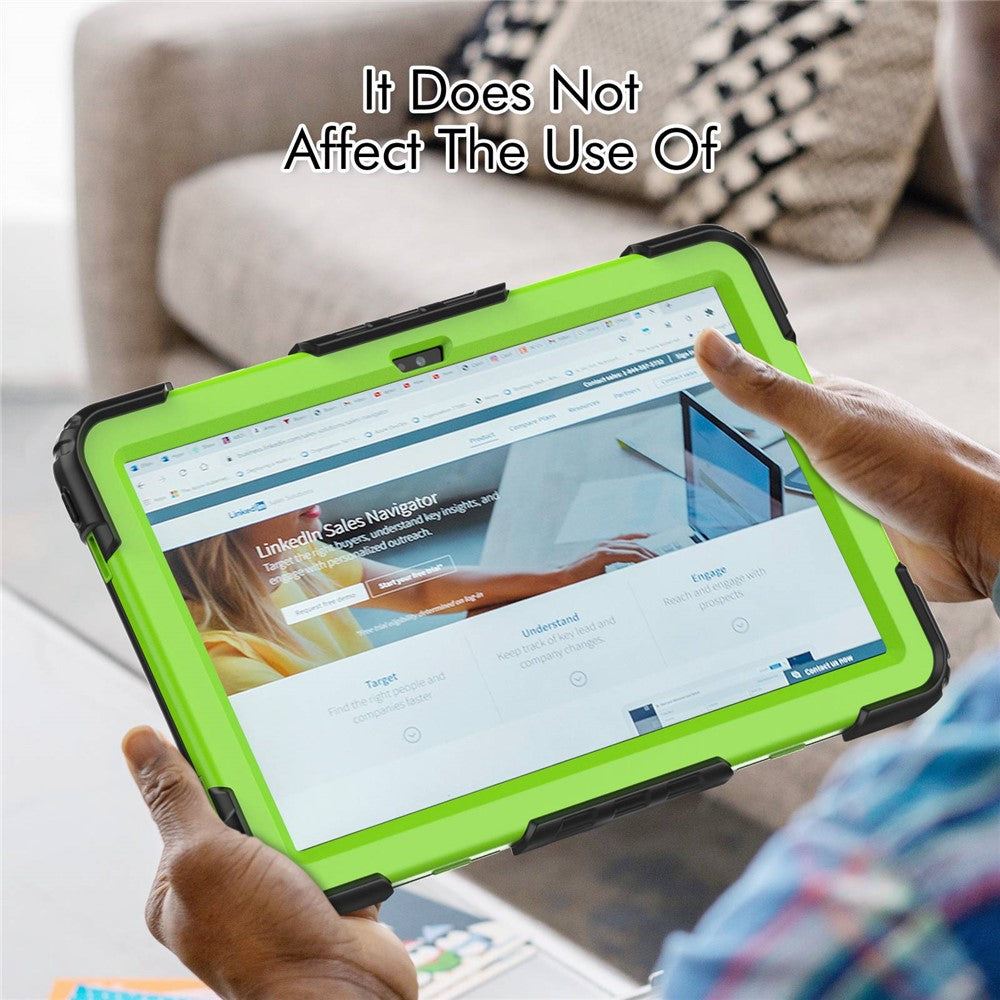 For Lenovo Tab M10 Plus (3rd Gen) / Xiaoxin Pad 2022 10.6 inch 125FU / 128FU Silicone+PC Protective Case with Shoulder Strap Anti-Scratch Cover Shockproof Portable Tablet Kickstand Case - Yellowgreen PC / Black