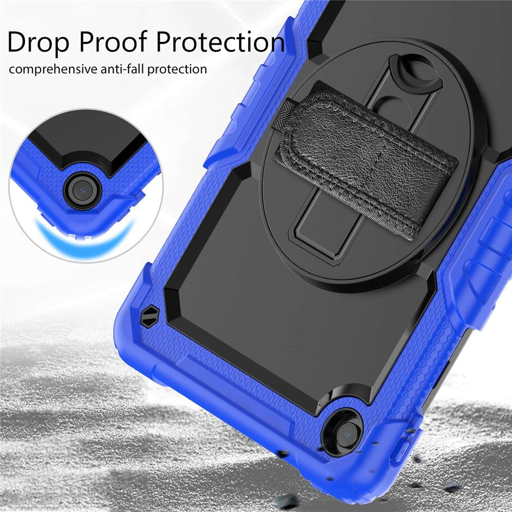 For Lenovo Tab M10 Plus (3rd Gen) / Xiaoxin Pad 2022 10.6 inch 125FU / 128FU Silicone+PC Protective Case with Shoulder Strap Anti-Scratch Cover Shockproof Portable Tablet Kickstand Case - Blue