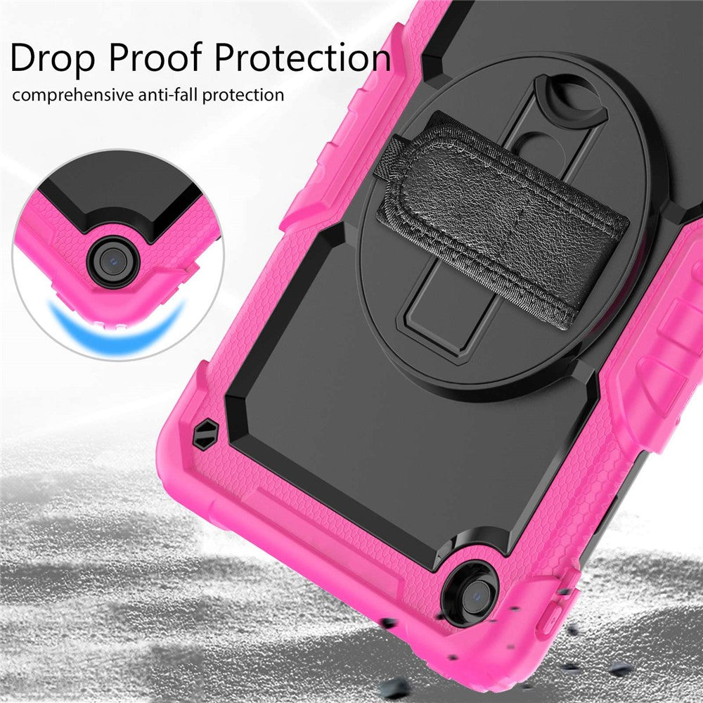 For Lenovo Tab M10 Plus (3rd Gen) / Xiaoxin Pad 2022 10.6 inch 125FU / 128FU Silicone+PC Protective Case with Shoulder Strap Anti-Scratch Cover Shockproof Portable Tablet Kickstand Case - Rose