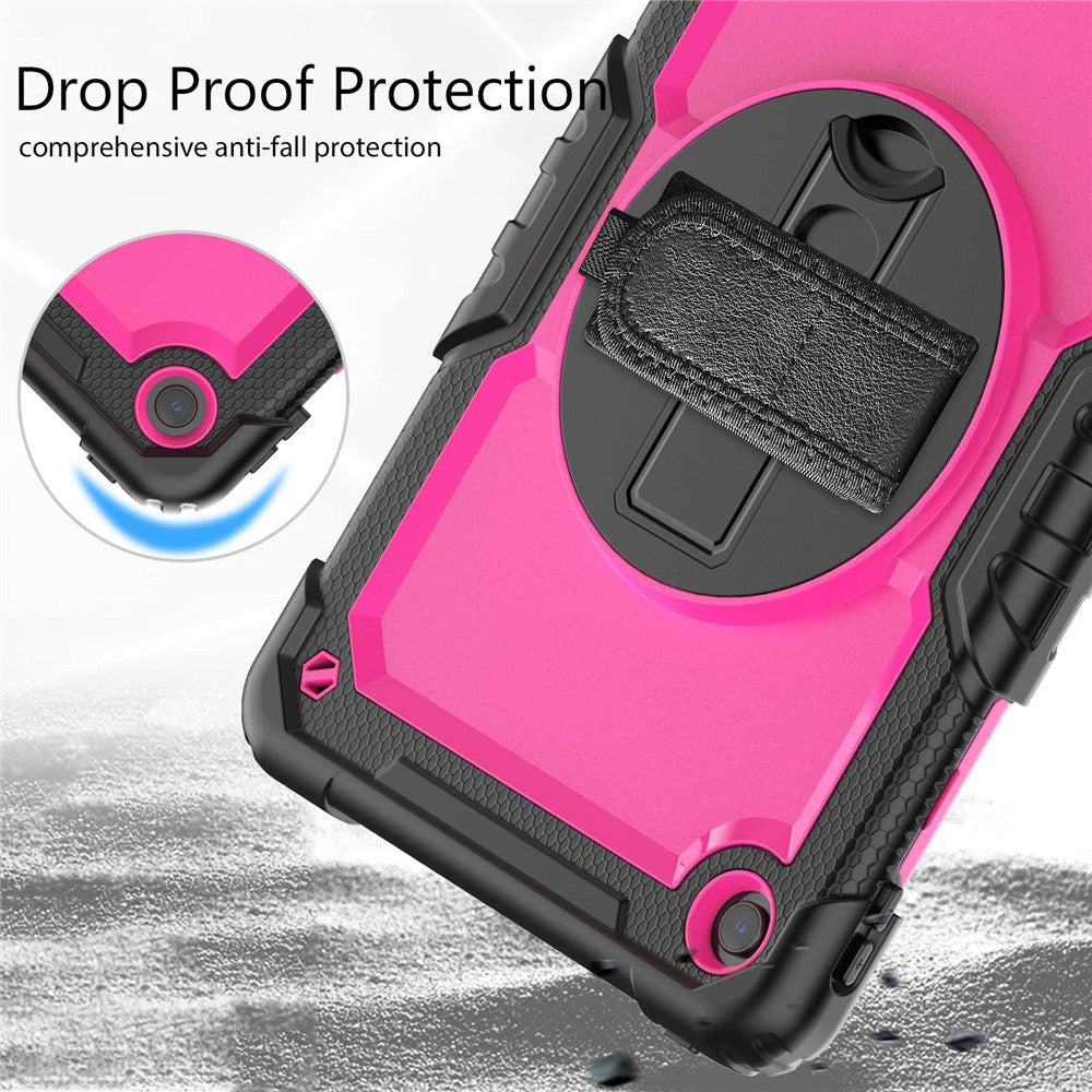 For Lenovo Tab M10 Plus (3rd Gen) / Xiaoxin Pad 2022 10.6 inch 125FU / 128FU Silicone+PC Protective Case with Shoulder Strap Anti-Scratch Cover Shockproof Portable Tablet Kickstand Case - Rose PC / Black