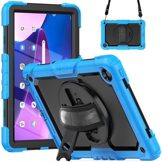 For Lenovo Tab M10 Plus (3rd Gen) / Xiaoxin Pad 2022 10.6 inch 125FU / 128FU Silicone+PC Protective Case with Shoulder Strap Anti-Scratch Cover Shockproof Portable Tablet Kickstand Case - Baby Blue