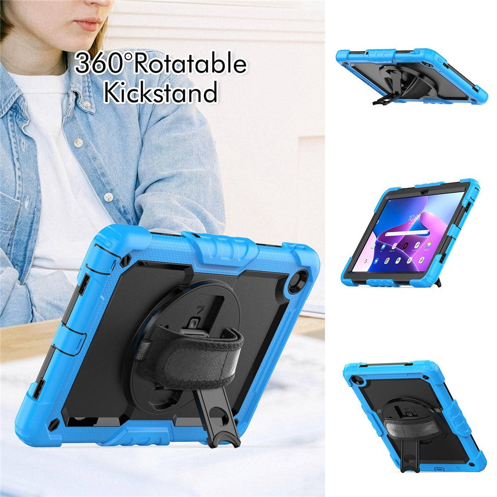 For Lenovo Tab M10 Plus (3rd Gen) / Xiaoxin Pad 2022 10.6 inch 125FU / 128FU Silicone+PC Protective Case with Shoulder Strap Anti-Scratch Cover Shockproof Portable Tablet Kickstand Case - Baby Blue