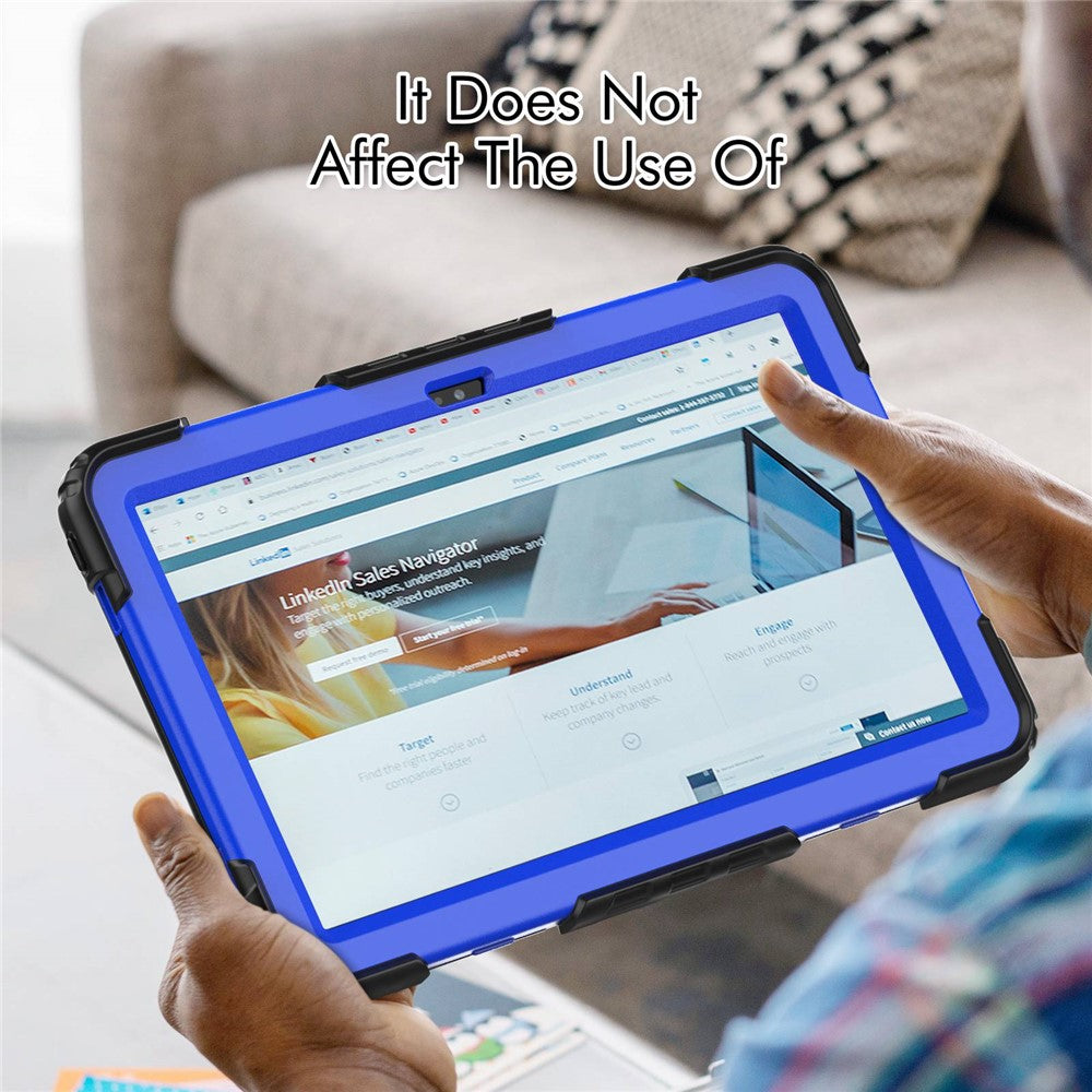 For Lenovo Tab M10 Plus (3rd Gen) / Xiaoxin Pad 2022 10.6 inch 125FU / 128FU Silicone+PC Protective Case with Shoulder Strap Anti-Scratch Cover Shockproof Portable Tablet Kickstand Case - Blue PC / Black