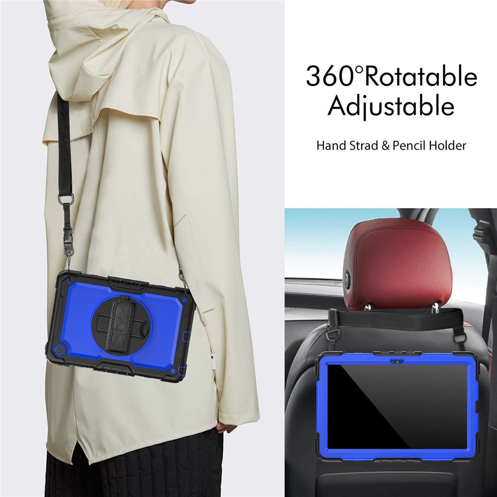 For Lenovo Tab M10 Plus (3rd Gen) / Xiaoxin Pad 2022 10.6 inch 125FU / 128FU Silicone+PC Protective Case with Shoulder Strap Anti-Scratch Cover Shockproof Portable Tablet Kickstand Case - Blue PC / Black