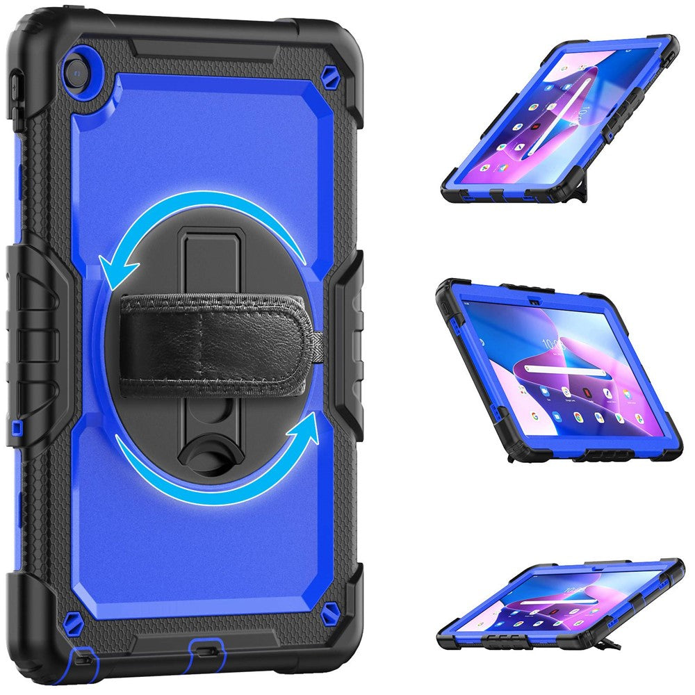For Lenovo Tab M10 Plus (3rd Gen) / Xiaoxin Pad 2022 10.6 inch 125FU / 128FU Silicone+PC Protective Case with Shoulder Strap Anti-Scratch Cover Shockproof Portable Tablet Kickstand Case - Blue PC / Black