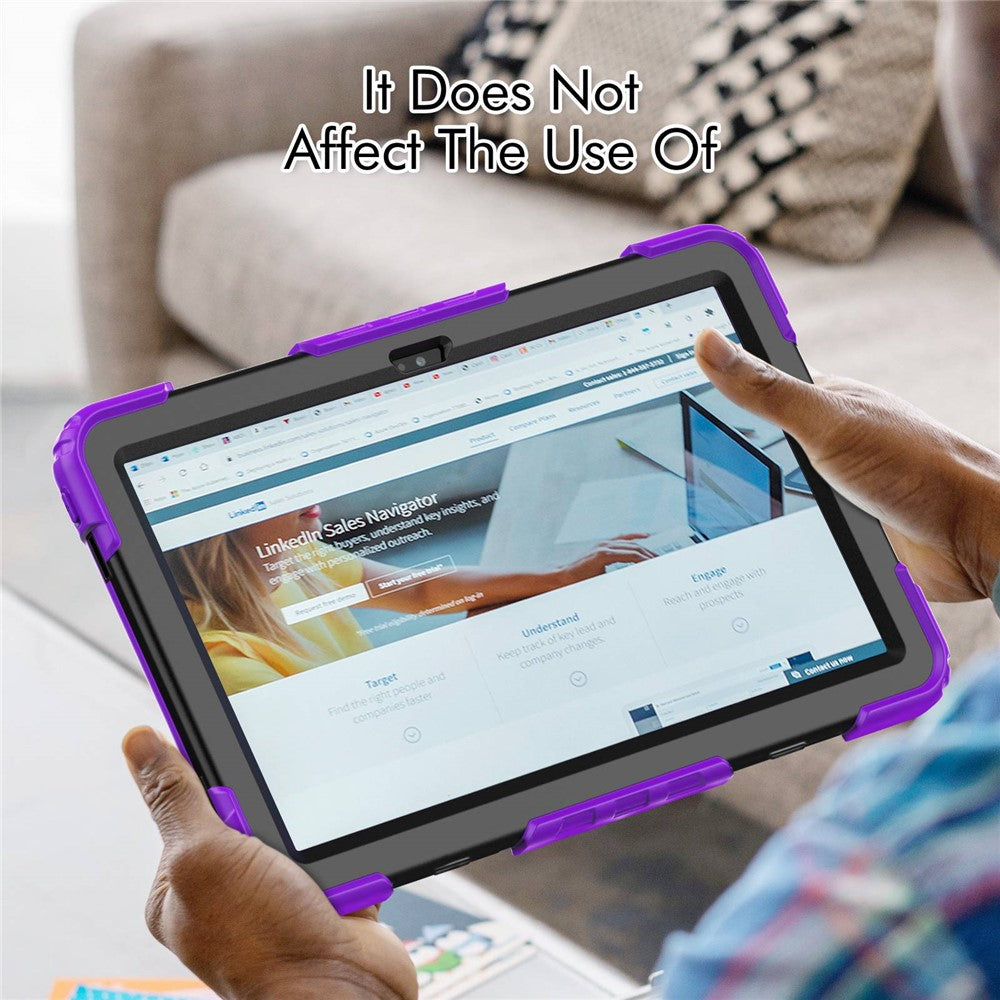 For Lenovo Tab M10 Plus (3rd Gen) / Xiaoxin Pad 2022 10.6 inch 125FU / 128FU Silicone+PC Protective Case with Shoulder Strap Anti-Scratch Cover Shockproof Portable Tablet Kickstand Case - Purple