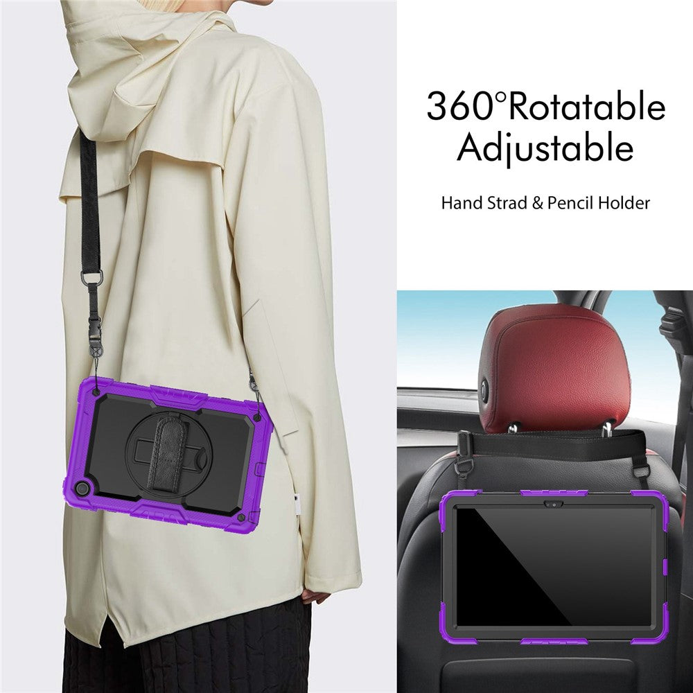 For Lenovo Tab M10 Plus (3rd Gen) / Xiaoxin Pad 2022 10.6 inch 125FU / 128FU Silicone+PC Protective Case with Shoulder Strap Anti-Scratch Cover Shockproof Portable Tablet Kickstand Case - Purple