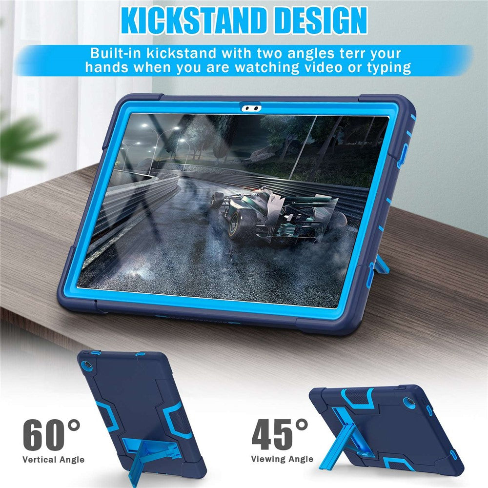 For Lenovo Tab M10 Plus (3rd Gen) / Xiaoxin Pad 2022 10.6 inch 125FU / 128FU Protective Case Robot Pattern Silicone+PC Tablet Anti-Scratch Cover Shockproof Portable Kickstand Case - Navy Blue / Blue
