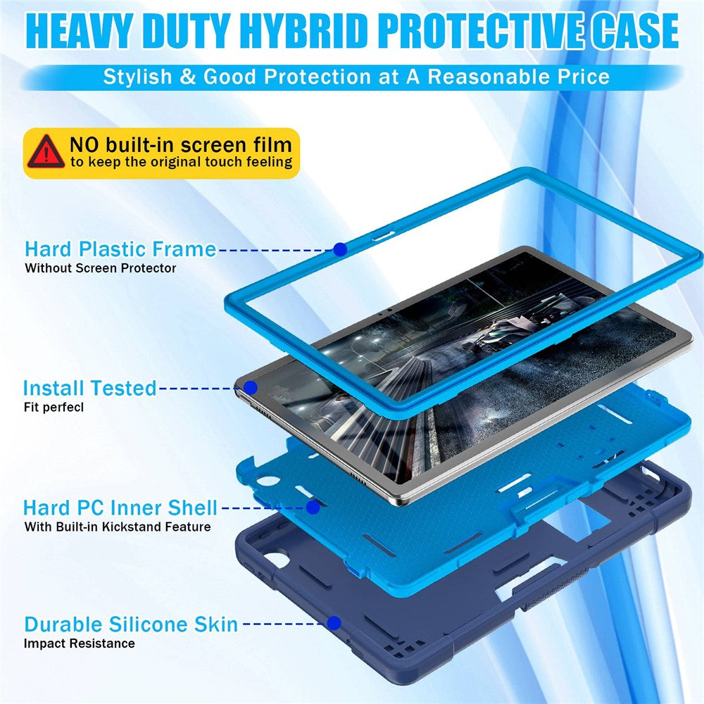 For Lenovo Tab M10 Plus (3rd Gen) / Xiaoxin Pad 2022 10.6 inch 125FU / 128FU Protective Case Robot Pattern Silicone+PC Tablet Anti-Scratch Cover Shockproof Portable Kickstand Case - Navy Blue / Blue