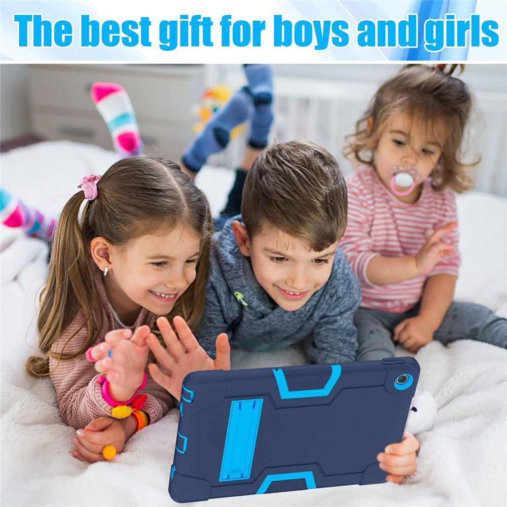 For Lenovo Tab M10 Plus (3rd Gen) / Xiaoxin Pad 2022 10.6 inch 125FU / 128FU Protective Case Robot Pattern Silicone+PC Tablet Anti-Scratch Cover Shockproof Portable Kickstand Case - Navy Blue / Blue