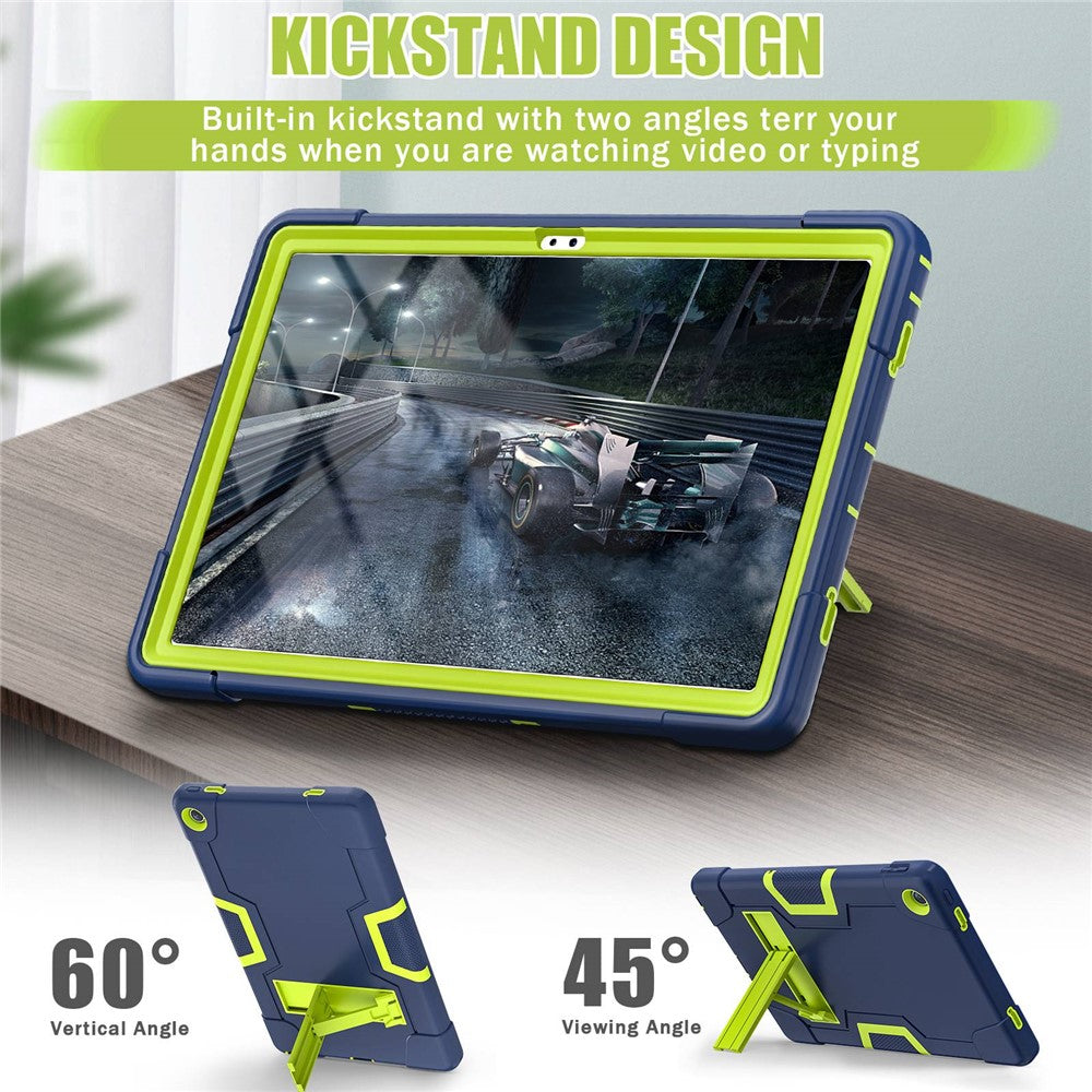 For Lenovo Tab M10 Plus (3rd Gen) / Xiaoxin Pad 2022 10.6 inch 125FU / 128FU Protective Case Robot Pattern Silicone+PC Tablet Anti-Scratch Cover Shockproof Portable Kickstand Case - Navy Blue / Yellowgreen