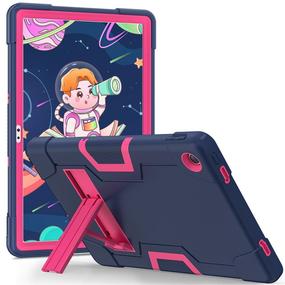 For Lenovo Tab M10 Plus (3rd Gen) / Xiaoxin Pad 2022 10.6 inch 125FU / 128FU Protective Case Robot Pattern Silicone+PC Tablet Anti-Scratch Cover Shockproof Portable Kickstand Case - Navy Blue / Rose