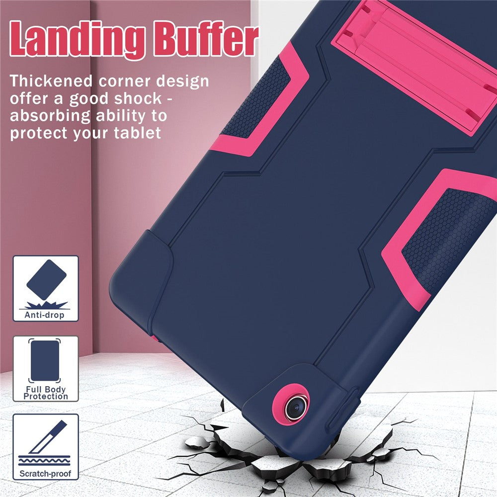 For Lenovo Tab M10 Plus (3rd Gen) / Xiaoxin Pad 2022 10.6 inch 125FU / 128FU Protective Case Robot Pattern Silicone+PC Tablet Anti-Scratch Cover Shockproof Portable Kickstand Case - Navy Blue / Rose