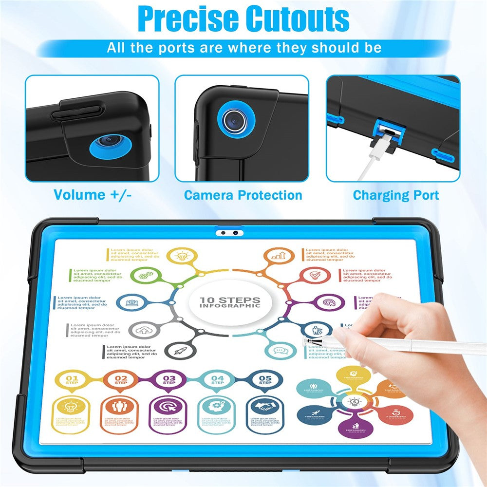 For Lenovo Tab M10 Plus (3rd Gen) / Xiaoxin Pad 2022 10.6 inch 125FU / 128FU Protective Case Robot Pattern Silicone+PC Tablet Anti-Scratch Cover Shockproof Portable Kickstand Case - Black / Blue