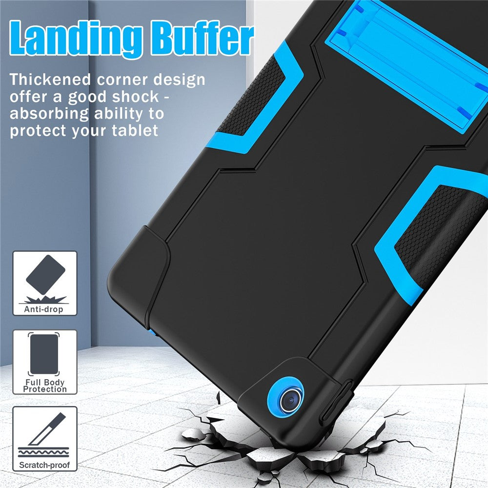 For Lenovo Tab M10 Plus (3rd Gen) / Xiaoxin Pad 2022 10.6 inch 125FU / 128FU Protective Case Robot Pattern Silicone+PC Tablet Anti-Scratch Cover Shockproof Portable Kickstand Case - Black / Blue