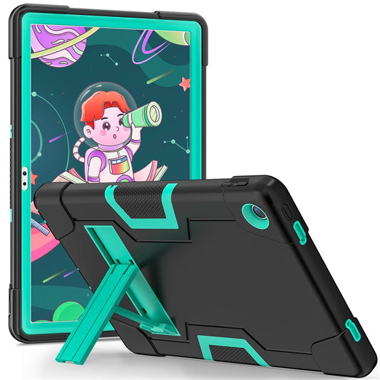 For Lenovo Tab M10 Plus (3rd Gen) / Xiaoxin Pad 2022 10.6 inch 125FU / 128FU Protective Case Robot Pattern Silicone+PC Tablet Anti-Scratch Cover Shockproof Portable Kickstand Case - Black / Mint Green