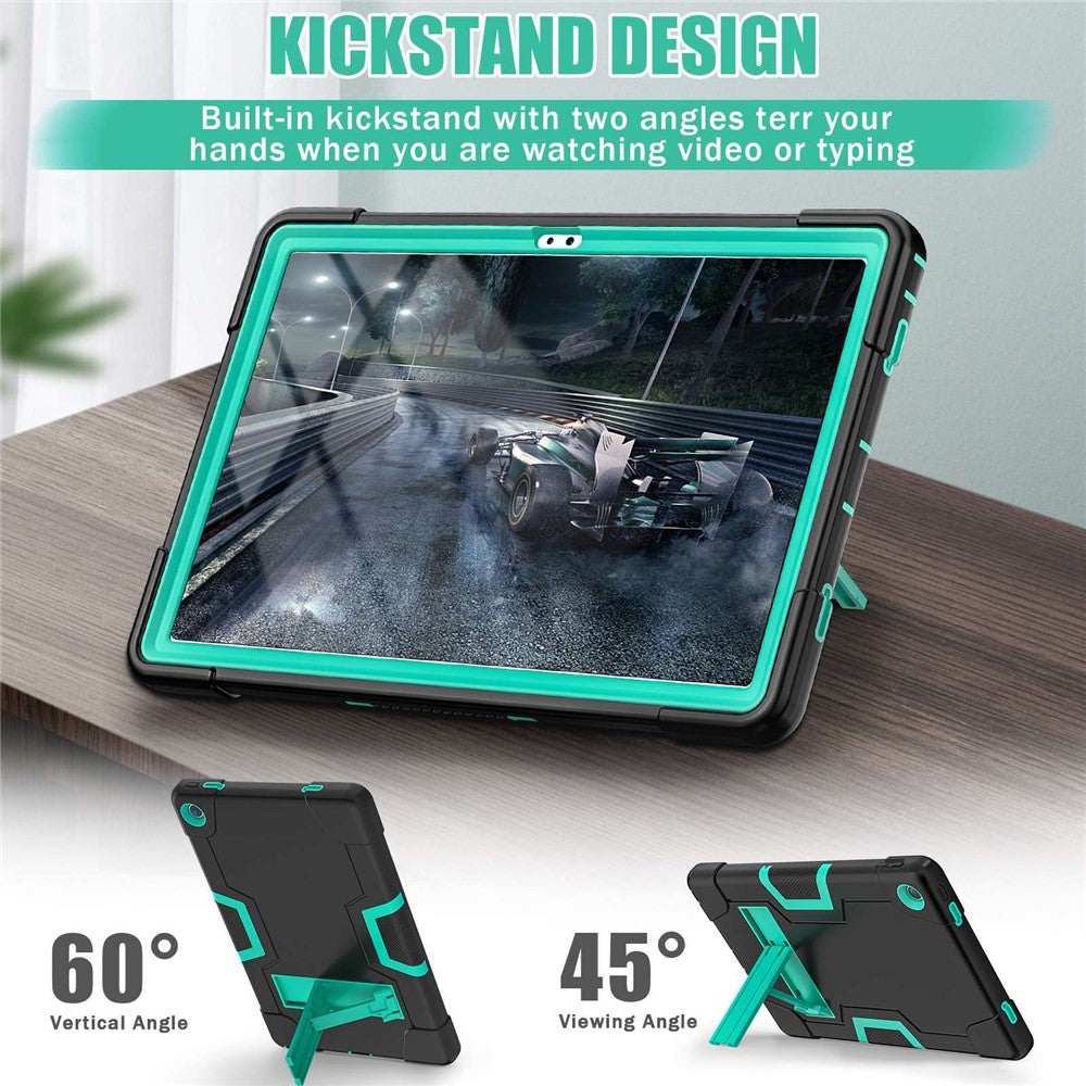 For Lenovo Tab M10 Plus (3rd Gen) / Xiaoxin Pad 2022 10.6 inch 125FU / 128FU Protective Case Robot Pattern Silicone+PC Tablet Anti-Scratch Cover Shockproof Portable Kickstand Case - Black / Mint Green