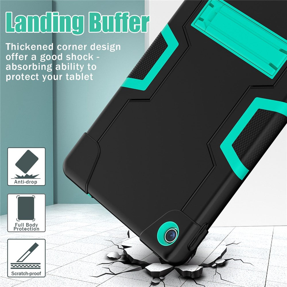 For Lenovo Tab M10 Plus (3rd Gen) / Xiaoxin Pad 2022 10.6 inch 125FU / 128FU Protective Case Robot Pattern Silicone+PC Tablet Anti-Scratch Cover Shockproof Portable Kickstand Case - Black / Mint Green