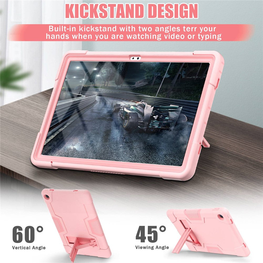 For Lenovo Tab M10 Plus (3rd Gen) / Xiaoxin Pad 2022 10.6 inch 125FU / 128FU Protective Case Robot Pattern Silicone+PC Tablet Anti-Scratch Cover Shockproof Portable Kickstand Case - Rose Gold