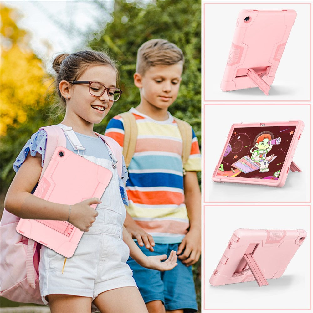 For Lenovo Tab M10 Plus (3rd Gen) / Xiaoxin Pad 2022 10.6 inch 125FU / 128FU Protective Case Robot Pattern Silicone+PC Tablet Anti-Scratch Cover Shockproof Portable Kickstand Case - Rose Gold