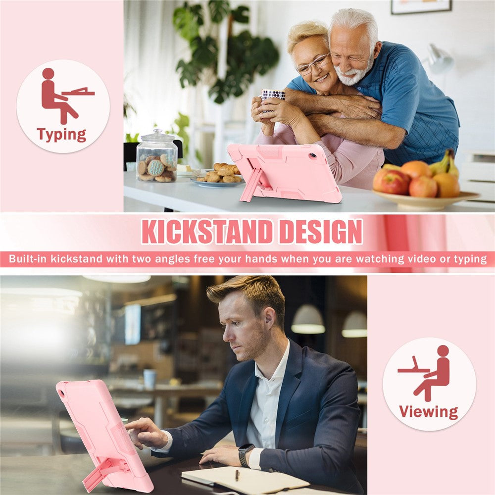 For Lenovo Tab M10 Plus (3rd Gen) / Xiaoxin Pad 2022 10.6 inch 125FU / 128FU Protective Case Robot Pattern Silicone+PC Tablet Anti-Scratch Cover Shockproof Portable Kickstand Case - Rose Gold