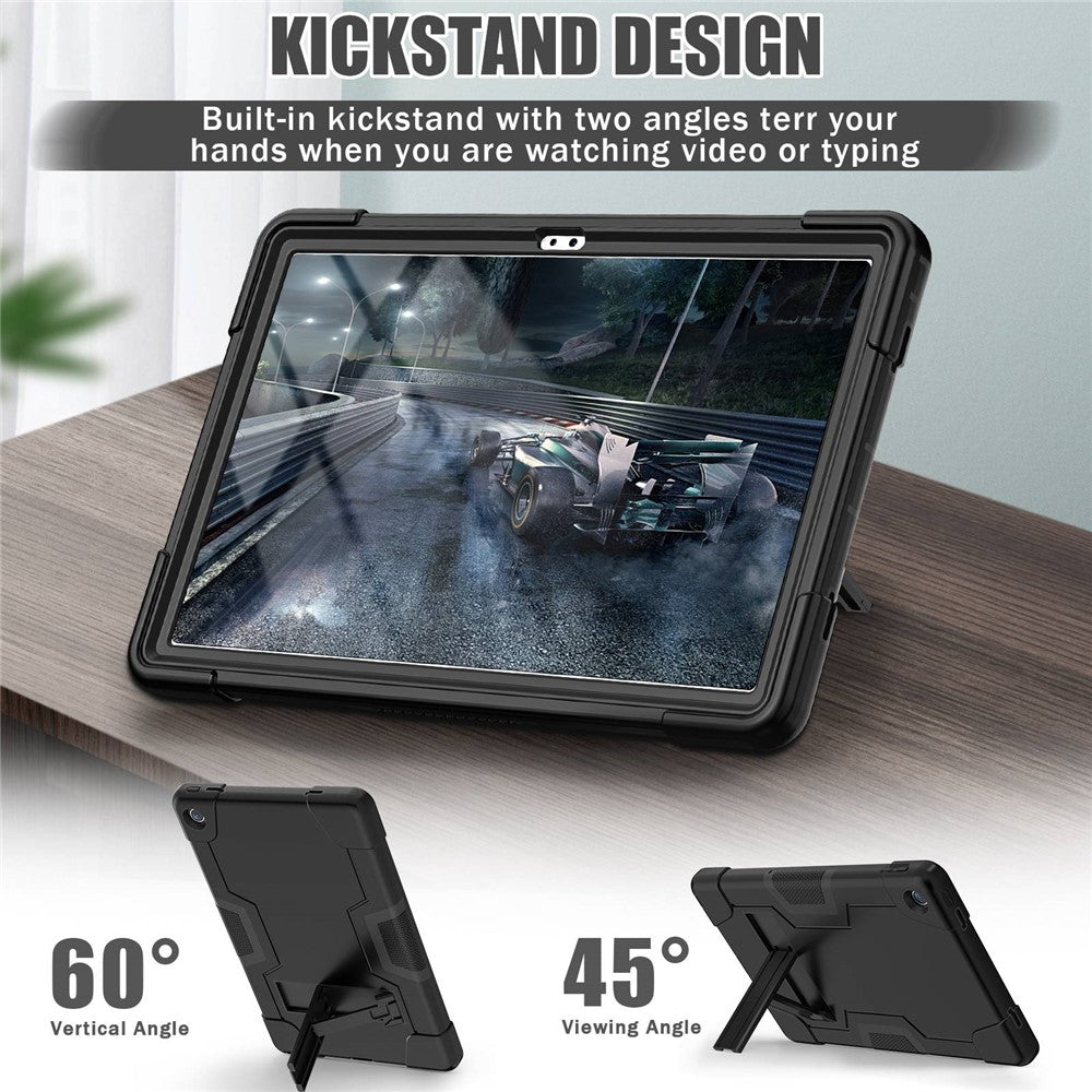 For Lenovo Tab M10 Plus (3rd Gen) / Xiaoxin Pad 2022 10.6 inch 125FU / 128FU Protective Case Robot Pattern Silicone+PC Tablet Anti-Scratch Cover Shockproof Portable Kickstand Case - Black