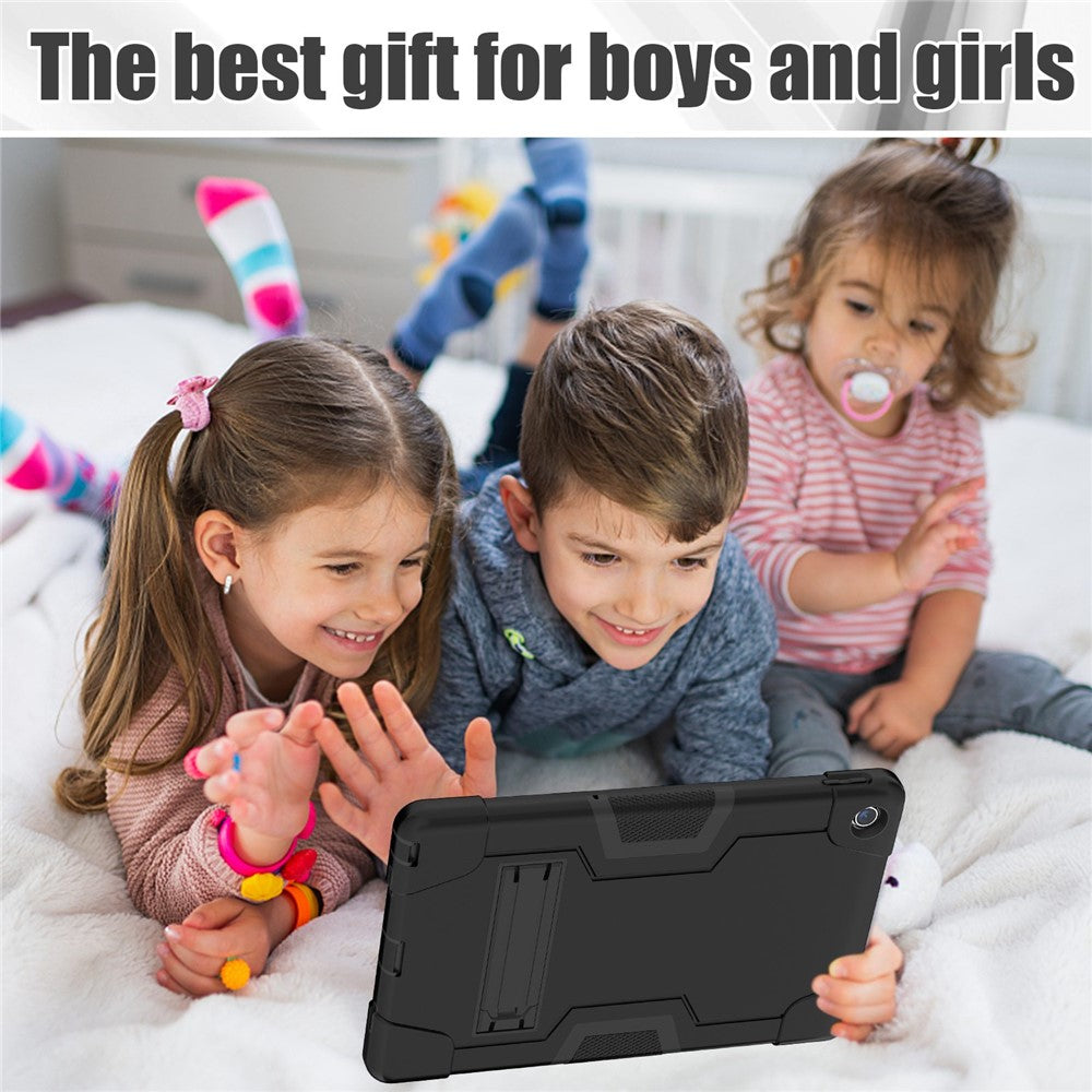 For Lenovo Tab M10 Plus (3rd Gen) / Xiaoxin Pad 2022 10.6 inch 125FU / 128FU Protective Case Robot Pattern Silicone+PC Tablet Anti-Scratch Cover Shockproof Portable Kickstand Case - Black