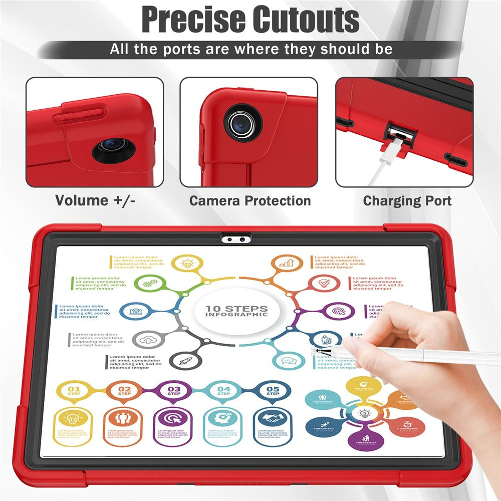 For Lenovo Tab M10 Plus (3rd Gen) / Xiaoxin Pad 2022 10.6 inch 125FU / 128FU Protective Case Robot Pattern Silicone+PC Tablet Anti-Scratch Cover Shockproof Portable Kickstand Case - Red / Black