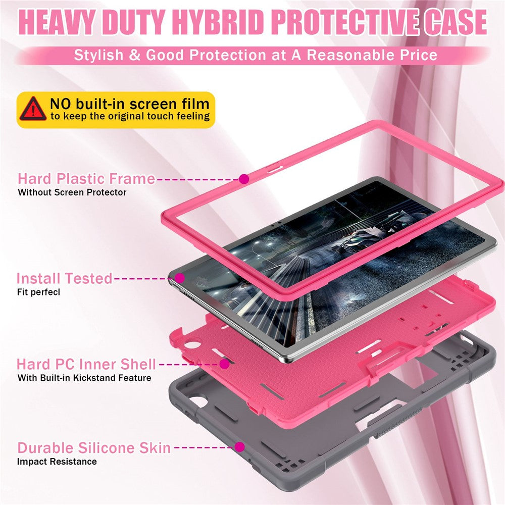 For Lenovo Tab M10 Plus (3rd Gen) / Xiaoxin Pad 2022 10.6 inch 125FU / 128FU Protective Case Robot Pattern Silicone+PC Tablet Anti-Scratch Cover Shockproof Portable Kickstand Case - Grey / Rose
