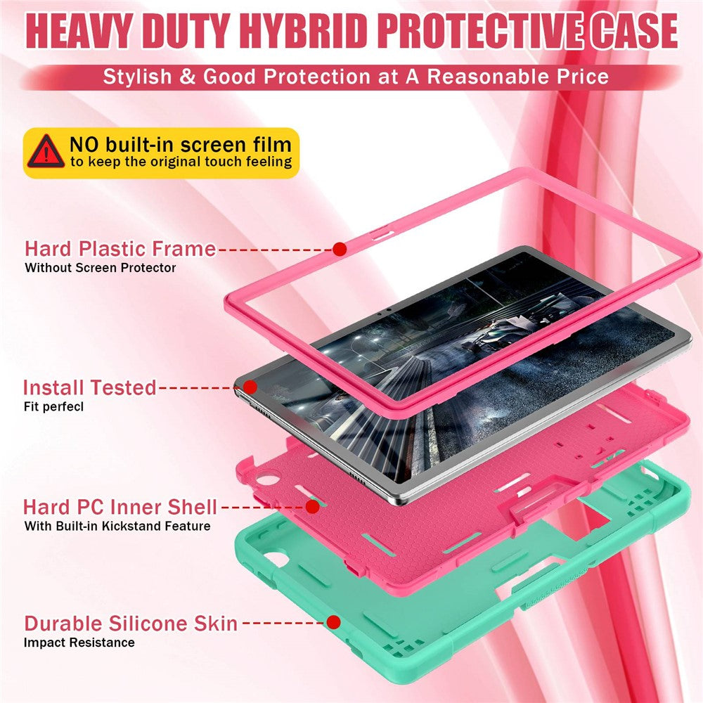 For Lenovo Tab M10 Plus (3rd Gen) / Xiaoxin Pad 2022 10.6 inch 125FU / 128FU Protective Case Robot Pattern Silicone+PC Tablet Anti-Scratch Cover Shockproof Portable Kickstand Case - Mint Green / Rose