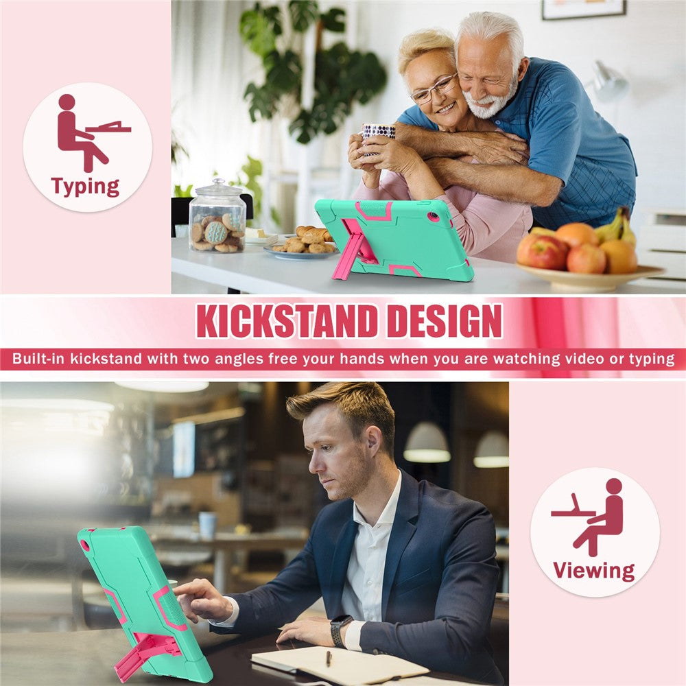 For Lenovo Tab M10 Plus (3rd Gen) / Xiaoxin Pad 2022 10.6 inch 125FU / 128FU Protective Case Robot Pattern Silicone+PC Tablet Anti-Scratch Cover Shockproof Portable Kickstand Case - Mint Green / Rose