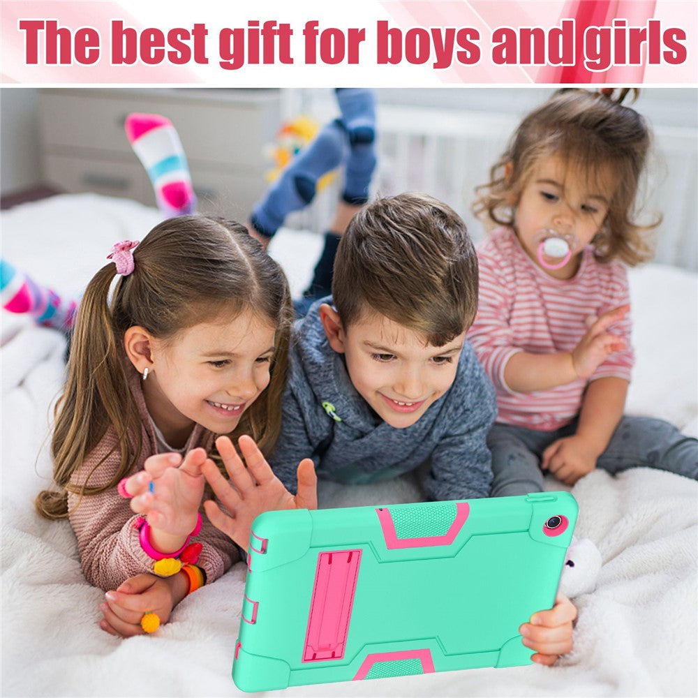 For Lenovo Tab M10 Plus (3rd Gen) / Xiaoxin Pad 2022 10.6 inch 125FU / 128FU Protective Case Robot Pattern Silicone+PC Tablet Anti-Scratch Cover Shockproof Portable Kickstand Case - Mint Green / Rose