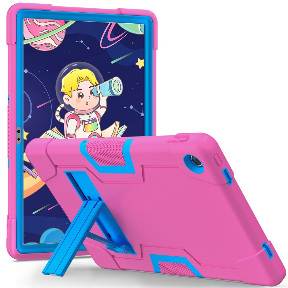 For Lenovo Tab M10 Plus (3rd Gen) / Xiaoxin Pad 2022 10.6 inch 125FU / 128FU Protective Case Robot Pattern Silicone+PC Tablet Anti-Scratch Cover Shockproof Portable Kickstand Case - Rose / Blue