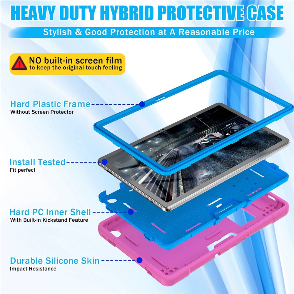 For Lenovo Tab M10 Plus (3rd Gen) / Xiaoxin Pad 2022 10.6 inch 125FU / 128FU Protective Case Robot Pattern Silicone+PC Tablet Anti-Scratch Cover Shockproof Portable Kickstand Case - Rose / Blue