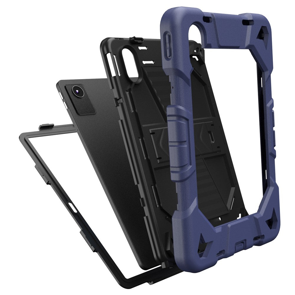 Tablet Case For Lenovo Tab M11 TB330FU 331FC / K11 / Xiaoxin Pad 11 2024 PC + Silicone Shockproof Protective Cover with Kickstand - Navy Blue + Black
