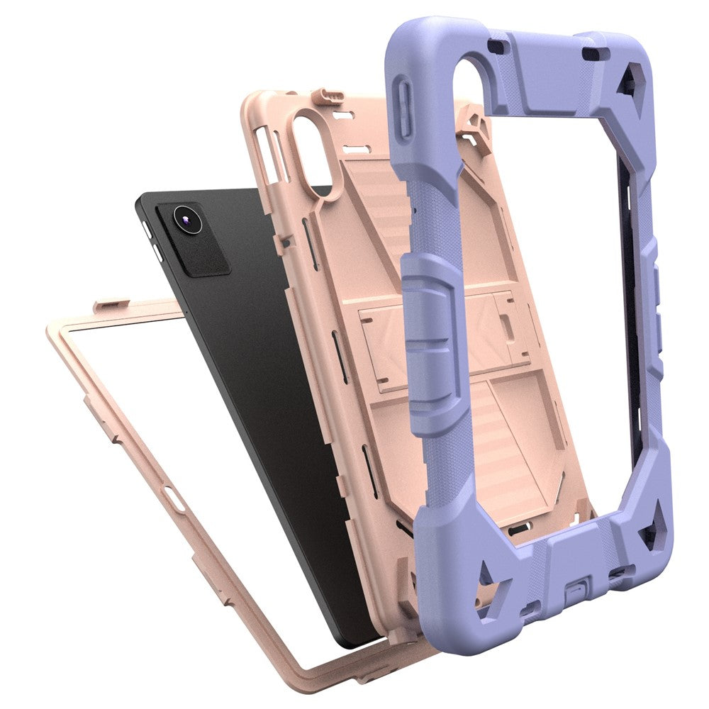 Tablet Case For Lenovo Tab M11 TB330FU 331FC / K11 / Xiaoxin Pad 11 2024 PC + Silicone Shockproof Protective Cover with Kickstand - Purple + Pink
