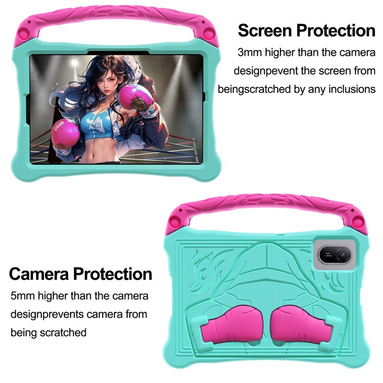 For Huawei MatePad SE 11 Case Boxing Style EVA Tablet Cover with Handle Kickstand - Mint Green  /  Rose