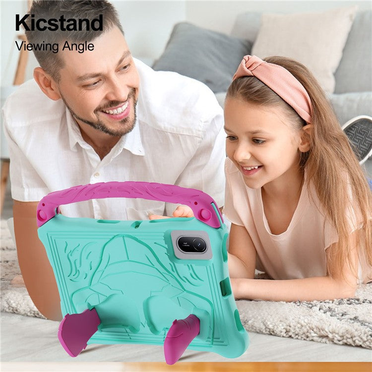 For Huawei MatePad SE 11 Case Boxing Style EVA Tablet Cover with Handle Kickstand - Mint Green  /  Rose