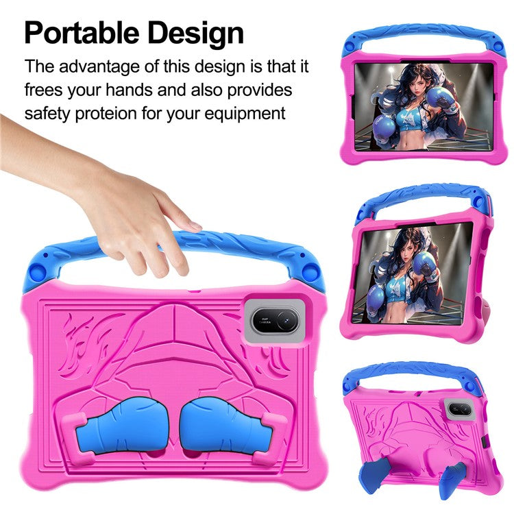 For Huawei MatePad SE 11 Case Boxing Style EVA Tablet Cover with Handle Kickstand - Rose  /  Blue