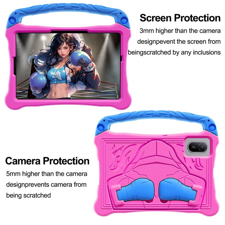 For Huawei MatePad SE 11 Case Boxing Style EVA Tablet Cover with Handle Kickstand - Rose  /  Blue