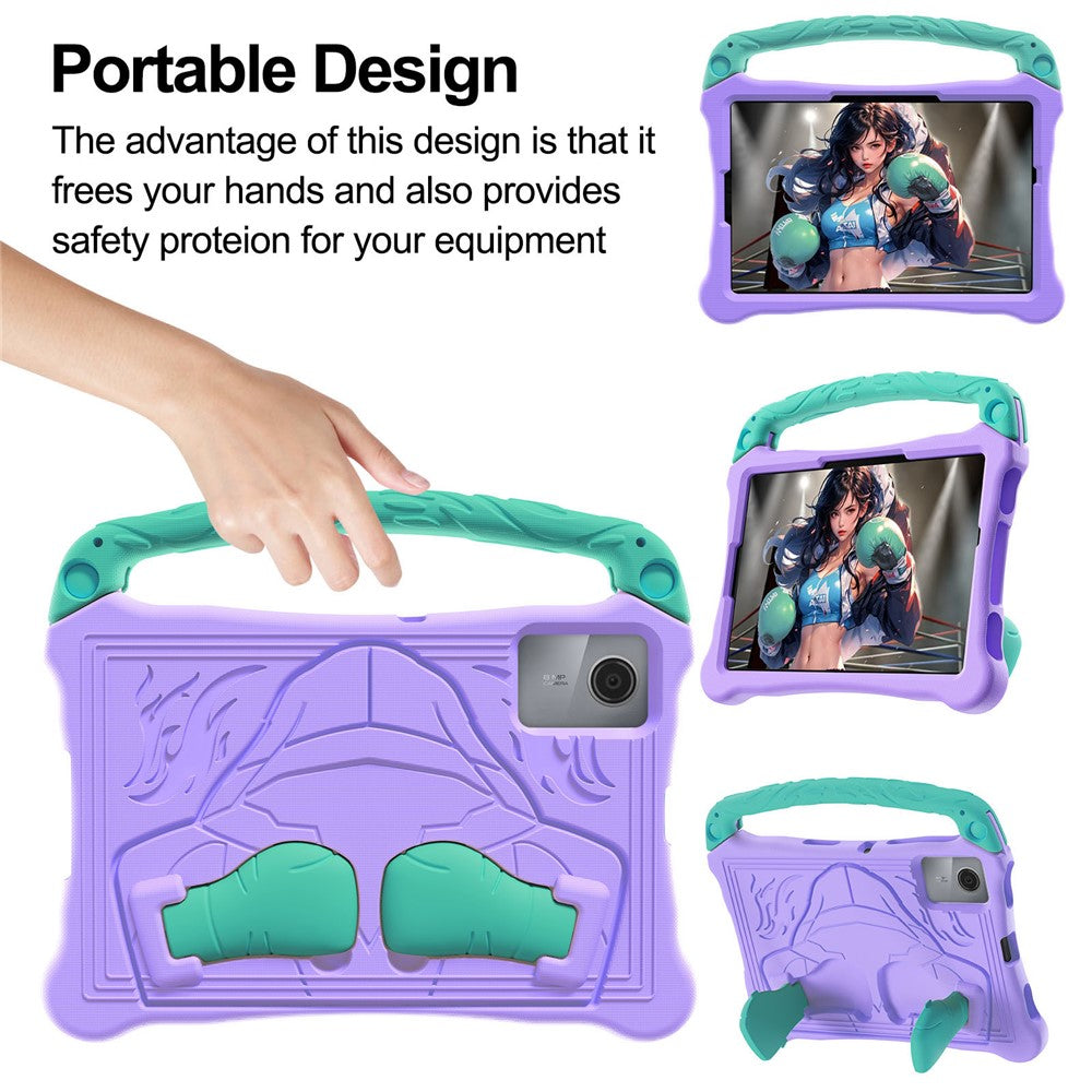 For Lenovo Tab M11  /  Xiaoxin Pad 11 2024 Case Boxing Style EVA Tablet Cover with Handle Kickstand - Purple  /  Mint Green