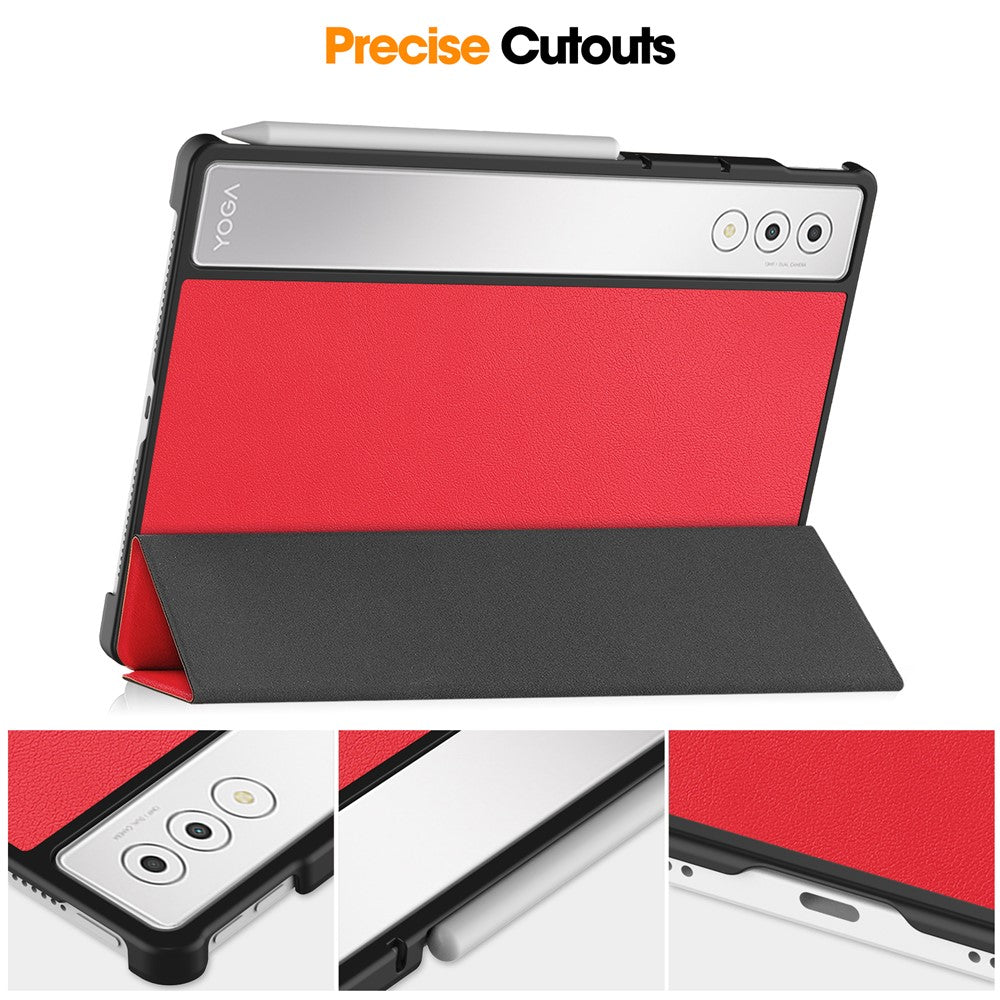 For Lenovo Yoga Tab Plus Case Anti-Drop Leather Stand Tablet Cover - Red
