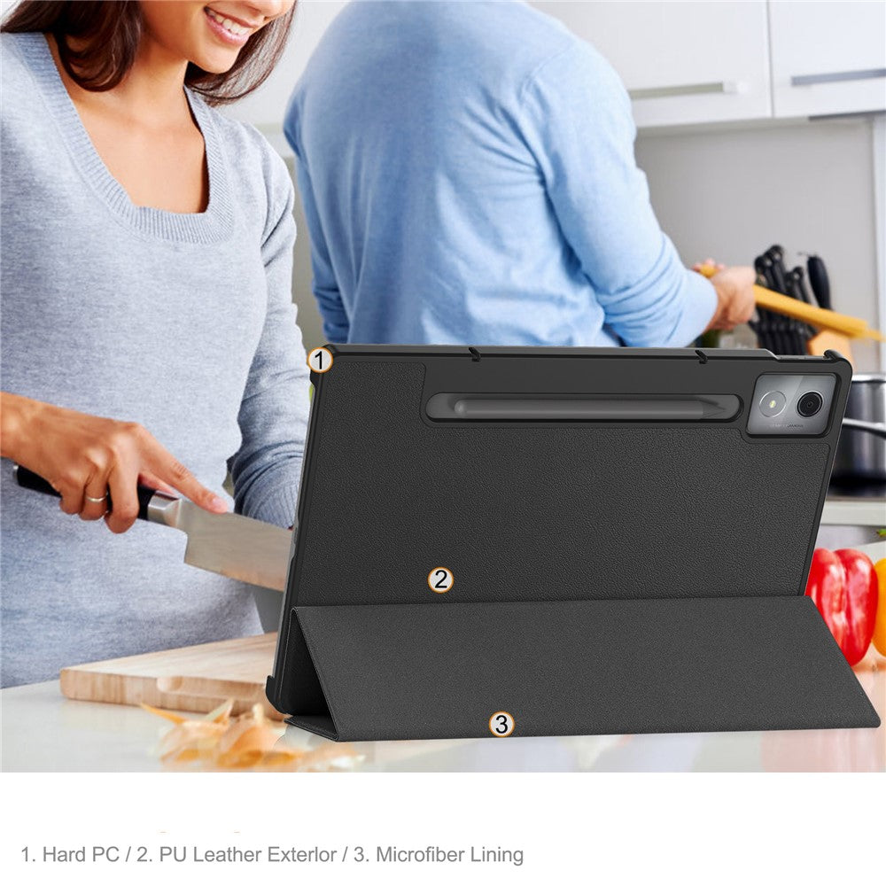 For Lenovo Idea Tab Pro Case Anti-Drop Leather Stand Tablet Cover - Black