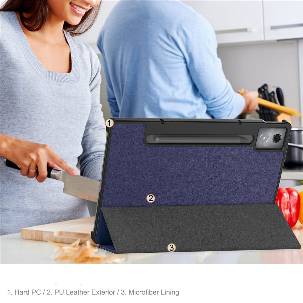 For Lenovo Idea Tab Pro Case Anti-Drop Leather Stand Tablet Cover - Dark Blue
