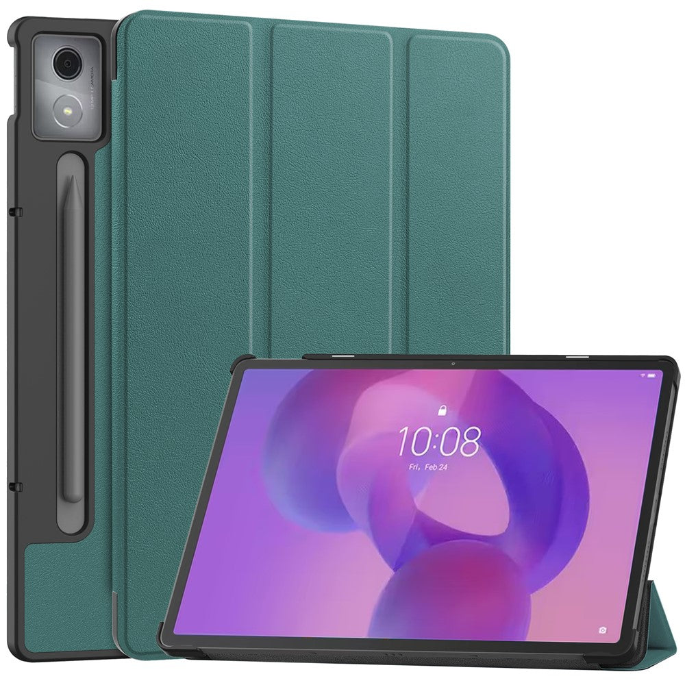 For Lenovo Idea Tab Pro Case Anti-Drop Leather Stand Tablet Cover - Blackish Green