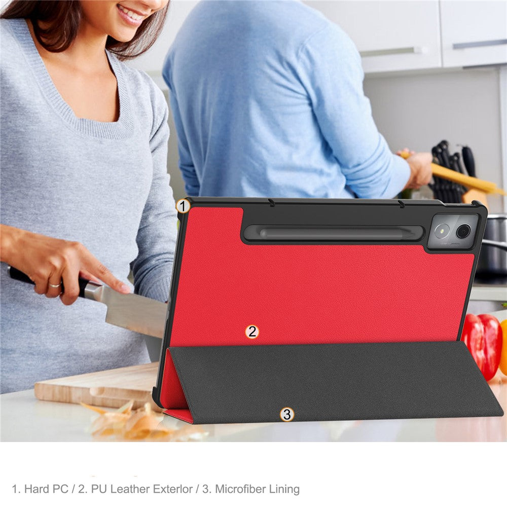 For Lenovo Idea Tab Pro Case Anti-Drop Leather Stand Tablet Cover - Red