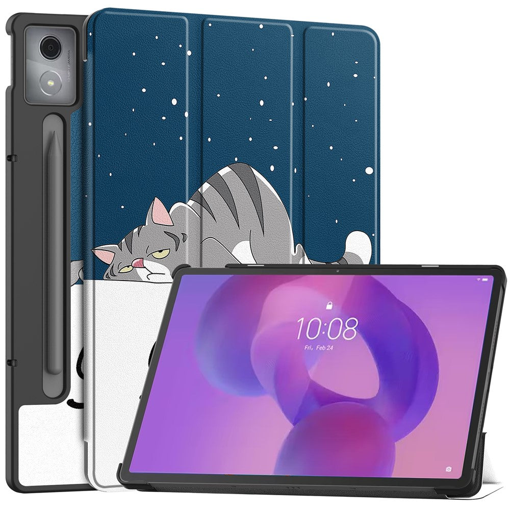 For Lenovo Idea Tab Pro Case Pattern Print Leather Stand Tablet Cover - Cat