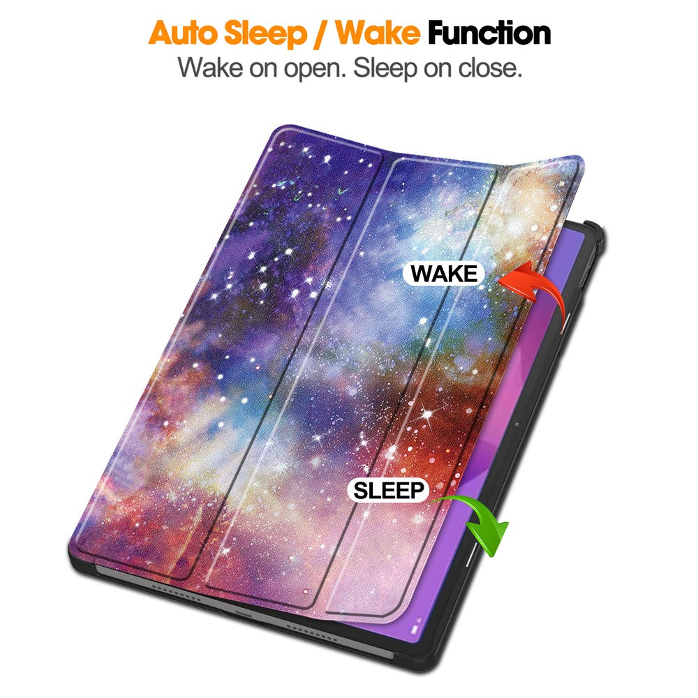 For Lenovo Idea Tab Pro Case Pattern Print Leather Stand Tablet Cover - Galaxy